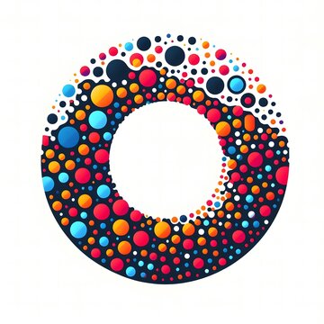 AI Generate of Logo Letter O created using random color dots
