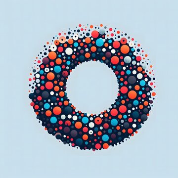 AI Generate of Logo Letter O created using random color dots