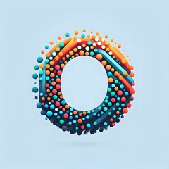 Poster - AI Generate of Logo Letter O created using random color dots