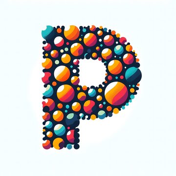 AI Generate of Logo Letter P created using random color dots