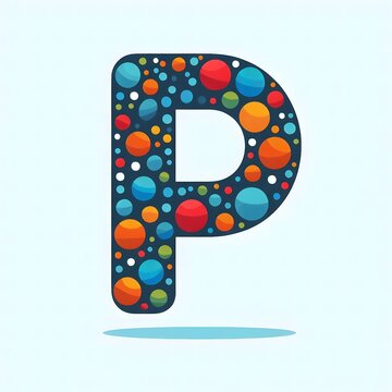 AI Generate of Logo Letter P created using random color dots