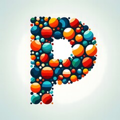 Poster - AI Generate of Logo Letter P created using random color dots