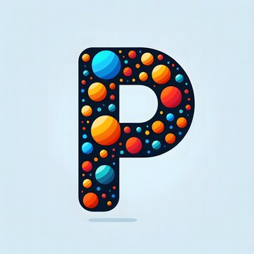 AI Generate of Logo Letter P created using random color dots