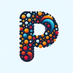 Poster - AI Generate of Logo Letter P created using random color dots