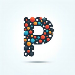Poster - AI Generate of Logo Letter P created using random color dots
