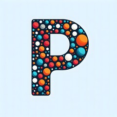 Poster - AI Generate of Logo Letter P created using random color dots