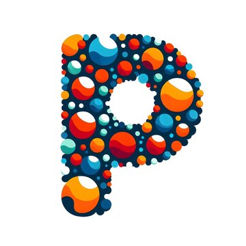 AI Generate of Logo Letter P created using random color dots