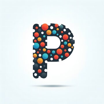 AI Generate of Logo Letter P created using random color dots