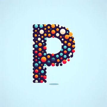AI Generate of Logo Letter P created using random color dots