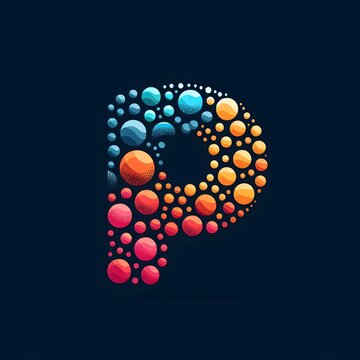 AI Generate of Logo Letter P created using random color dots