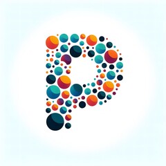 Poster - AI Generate of Logo Letter P created using random color dots