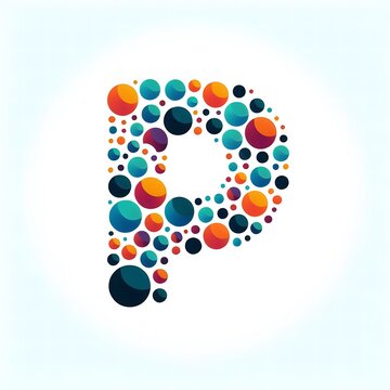 AI Generate of Logo Letter P created using random color dots