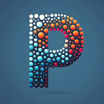 AI Generate of Logo Letter P created using random color dots