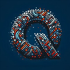 Poster - AI Generate of Logo Letter Q created using random color dots