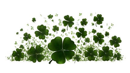 
Collection set of green lucky clover and shamrock isolated on transparent background, Saint Patrick day celebration symbol, png file