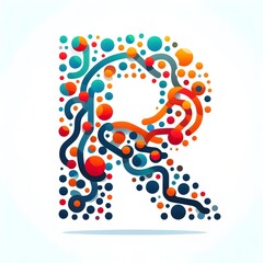 Poster - AI Generate of Logo Letter R created using random color dots