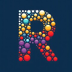 Poster - AI Generate of Logo Letter R created using random color dots