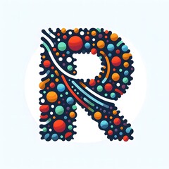 Poster - AI Generate of Logo Letter R created using random color dots