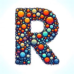 Poster - AI Generate of Logo Letter R created using random color dots