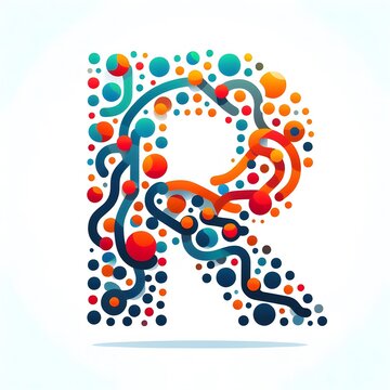 AI Generate of Logo Letter R created using random color dots