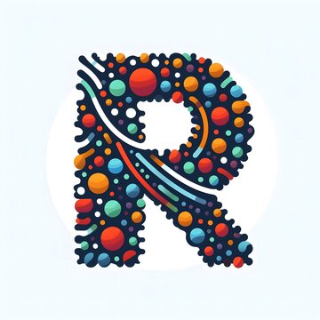AI Generate of Logo Letter R created using random color dots