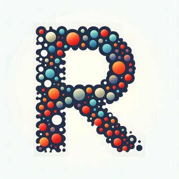 AI Generate of Logo Letter R created using random color dots