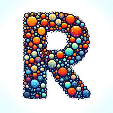AI Generate of Logo Letter R created using random color dots