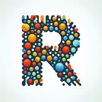 AI Generate of Logo Letter R created using random color dots
