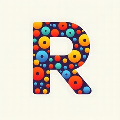 Poster - AI Generate of Logo Letter R created using random color dots