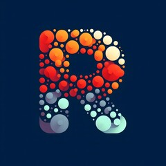 Poster - AI Generate of Logo Letter R created using random color dots