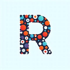 Poster - AI Generate of Logo Letter R created using random color dots