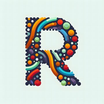 AI Generate of Logo Letter R created using random color dots