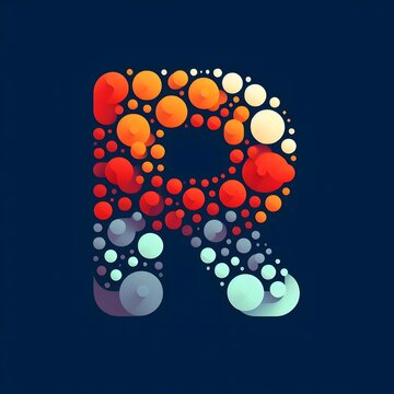 AI Generate of Logo Letter R created using random color dots