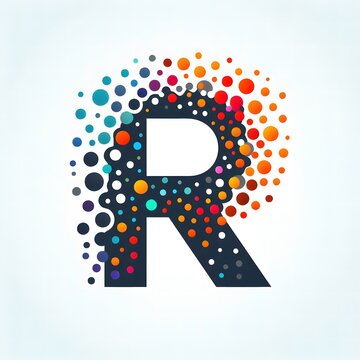 AI Generate of Logo Letter R created using random color dots