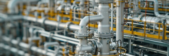 Canvas Print - Close-up of an industrial pipeline system. AI.