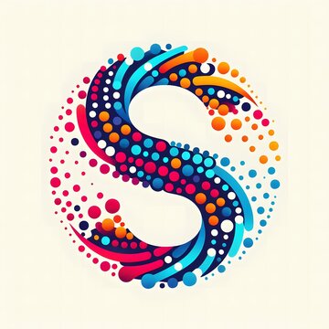 AI Generate of Logo Letter S created using random color dots