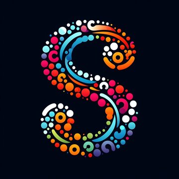 AI Generate of Logo Letter S created using random color dots