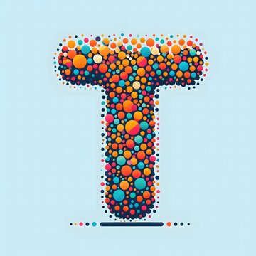 AI Generate of Logo Letter T created using random color dots