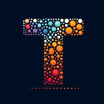 AI Generate of Logo Letter T created using random color dots