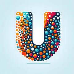 Poster - AI Generate of Logo Letter U created using random color dots