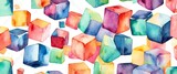 colorful cubes watercolor abstract background banner design