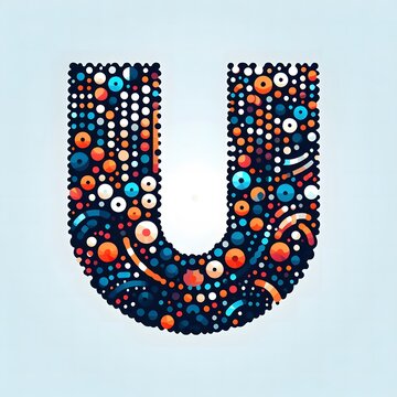 AI Generate of Logo Letter U created using random color dots