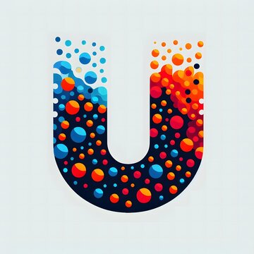 AI Generate of Logo Letter U created using random color dots