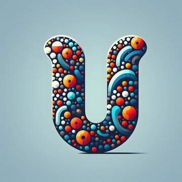 AI Generate of Logo Letter U created using random color dots