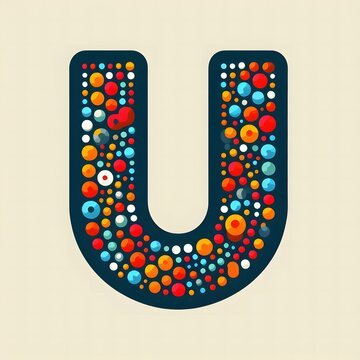 AI Generate of Logo Letter U created using random color dots