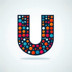 Poster - AI Generate of Logo Letter U created using random color dots
