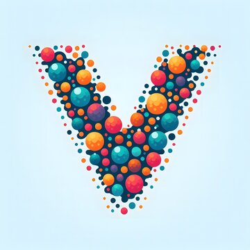 AI Generate of Logo Letter V created using random color dots