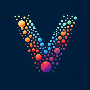AI Generate of Logo Letter V created using random color dots