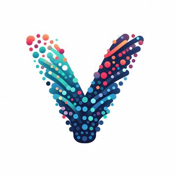 AI Generate of Logo Letter V created using random color dots