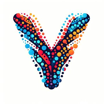 AI Generate of Logo Letter V created using random color dots